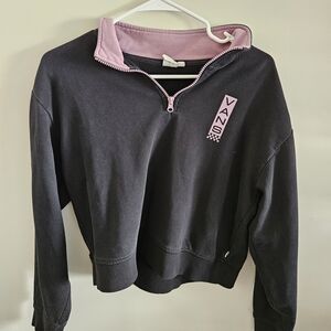 Vans Women's Black and Pink Quarter-Zip Top